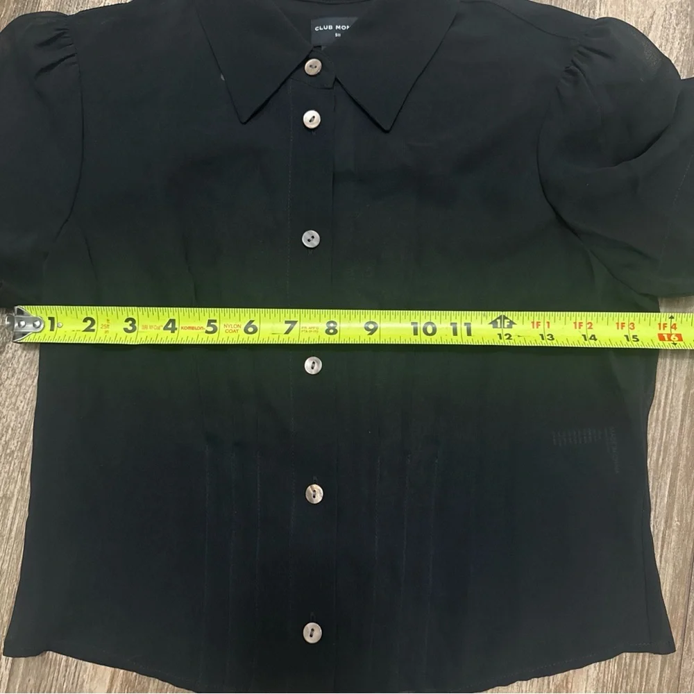 CLUB MONACO Sheer Silk Button Down Blouse in Black Size S NWT - Picture 9 of 9